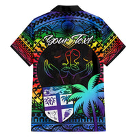Personalised Fiji LGBT Hawaiian Shirt Love Is Love Tapa Pattern Rainbow Water Color LT9 - Polynesian Pride