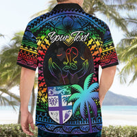 Personalised Fiji LGBT Hawaiian Shirt Love Is Love Tapa Pattern Rainbow Water Color LT9 - Polynesian Pride