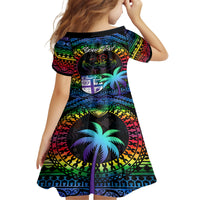 personalised-fiji-lgbt-kid-short-sleeve-dress-love-is-love-tapa-pattern-rainbow-water-color