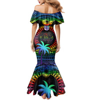 Personalised Fiji LGBT Mermaid Dress Love Is Love Tapa Pattern Rainbow Water Color LT9 - Polynesian Pride
