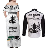 New Zealand South Africa Rugby Couples Matching Off Shoulder Maxi Dress and Long Sleeve Button Shirt History Commemorative World Cup Winners Unique LT9 - Polynesian Pride