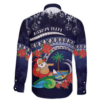 Felis Pusgua Guam Santa Family Matching Off Shoulder Maxi Dress and Hawaiian Shirt Merry Christmas with Polynesian Tribal