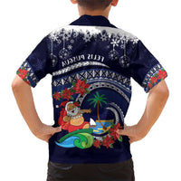 Felis Pusgua Guam Santa Family Matching Short Sleeve Bodycon Dress and Hawaiian Shirt Merry Christmas with Polynesian Tribal