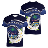 Hafai Adai Guam Guasalis Women V-Neck T-Shirt Polynesian Tribal Pattern