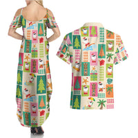 Mele Kalikimaka Hawaii Christmas Couples Matching Summer Maxi Dress and Hawaiian Shirt Funny Santan Hippie Style