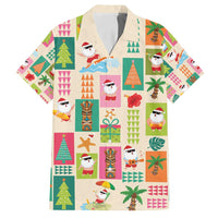 Mele Kalikimaka Hawaii Christmas Family Matching Puletasi and Hawaiian Shirt Funny Santan Hippie Style LT9 Dad's Shirt - Short Sleeve Beige - Polynesian Pride