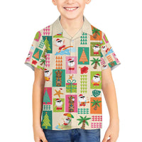 Mele Kalikimaka Hawaii Christmas Family Matching Puletasi and Hawaiian Shirt Funny Santan Hippie Style LT9 Son's Shirt Beige - Polynesian Pride