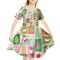 Mele Kalikimaka Hawaii Christmas Kid Short Sleeve Dress Funny Santan Hippie Style LT9 - Polynesian Pride