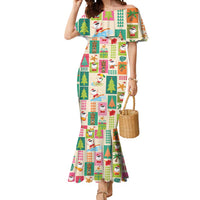 Mele Kalikimaka Hawaii Christmas Mermaid Dress Funny Santan Hippie Style LT9 Women Beige - Polynesian Pride