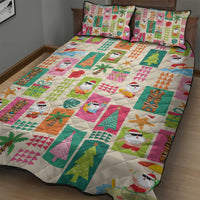 Mele Kalikimaka Hawaii Christmas Quilt Bed Set Funny Santan Hippie Style