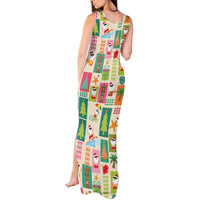 Mele Kalikimaka Hawaii Christmas Tank Maxi Dress Funny Santan Hippie Style
