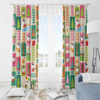 Mele Kalikimaka Hawaii Christmas Window Curtain Funny Santan Hippie Style