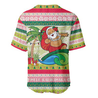 Mele Kalikimaka Hawaii Christmas Baseball Jersey Surfing Santa with Polynesian Tribal LT9 - Polynesian Pride