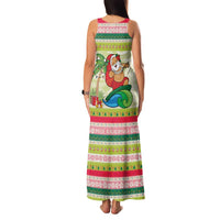 Mele Kalikimaka Hawaii Christmas Family Matching Tank Maxi Dress and Hawaiian Shirt Surfing Santa with Polynesian Tribal