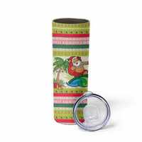 Mele Kalikimaka Hawaii Christmas Skinny Tumbler Surfing Santa with Polynesian Tribal