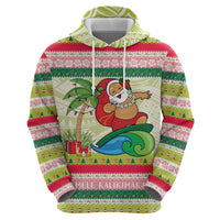 Mele Kalikimaka Hawaii Christmas Zip Hoodie Surfing Santa with Polynesian Tribal LT9 - Polynesian Pride