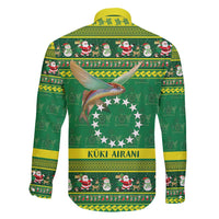 Meri Kiritimiti Cook Islands Christmas Family Matching Off Shoulder Maxi Dress and Hawaiian Shirt Maroro Flying Fish and White Stars