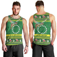 Meri Kiritimiti Cook Islands Christmas Men Tank Top Maroro Flying Fish and White Stars