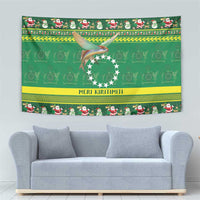 Meri Kiritimiti Cook Islands Christmas Tapestry Maroro Flying Fish and White Stars LT9 - Polynesian Pride