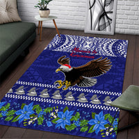 American Samoa Christmas Area Rug Manuia le Kerisimasi Polynesian Tribal LT9 Blue - Polynesian Pride
