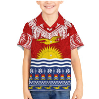 Kiribati Christmas Family Matching Mermaid Dress and Hawaiian Shirt Tekeraoi n Te Tiritimati Polynesian Tribal LT9 Son's Shirt Red - Polynesian Pride