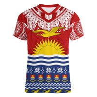 Kiribati Christmas Women V Neck T Shirt Tekeraoi n Te Tiritimati Polynesian Tribal LT9 Female Red - Polynesian Pride