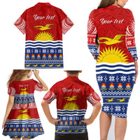 Personalised Kiribati Christmas Family Matching Long Sleeve Bodycon Dress and Hawaiian Shirt Tekeraoi n Te Tiritimati Polynesian Tribal LT9 - Polynesian Pride
