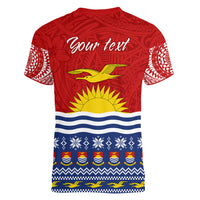 Personalised Kiribati Christmas Women V Neck T Shirt Tekeraoi n Te Tiritimati Polynesian Tribal LT9 - Polynesian Pride