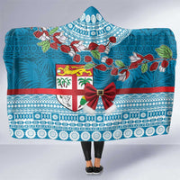 Fijian Tagimoucia Flowers Hooded Blanket Christmas Coquette bow LT9 One Size Blue - Polynesian Pride