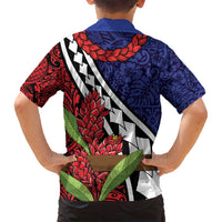 Samoan Ula Fala Flowers Family Matching Long Sleeve Bodycon Dress and Hawaiian Shirt Christmas Santa Belt