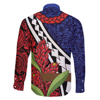 Samoan Ula Fala Flowers Family Matching Off The Shoulder Long Sleeve Dress and Hawaiian Shirt Christmas Santa Belt