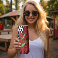 Samoan Ula Fala Flowers Skinny Tumbler Christmas Santa Belt