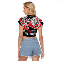 Aotearoa Toitu Te Tiriti Raglan Cropped T Shirt New Zealand Stand Together Stand Stronger