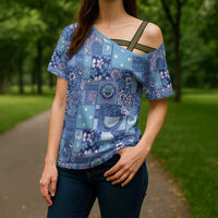 Federated States of Micronesia Merry Christmas Cross Shoulder Shirt Pacific Patchwork Xmas Vibes LT9 - Polynesian Pride