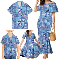 Federated States of Micronesia Merry Christmas Family Matching Mermaid Dress and Hawaiian Shirt Pacific Patchwork Xmas Vibes - Polynesian Pride