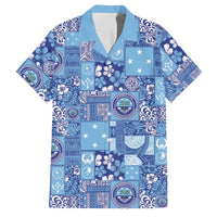 Federated States of Micronesia Merry Christmas Family Matching Off The Shoulder Long Sleeve Dress and Hawaiian Shirt Pacific Patchwork Xmas Vibes - Polynesian Pride