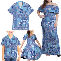 Federated States of Micronesia Merry Christmas Family Matching Off Shoulder Maxi Dress and Hawaiian Shirt Pacific Patchwork Xmas Vibes - Polynesian Pride