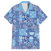 Federated States of Micronesia Merry Christmas Family Matching Off Shoulder Maxi Dress and Hawaiian Shirt Pacific Patchwork Xmas Vibes - Polynesian Pride