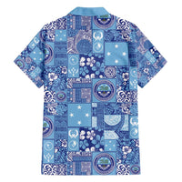 Federated States of Micronesia Merry Christmas Family Matching Off Shoulder Short Dress and Hawaiian Shirt Pacific Patchwork Xmas Vibes - Polynesian Pride