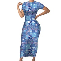 Federated States of Micronesia Merry Christmas Family Matching Short Sleeve Bodycon Dress and Hawaiian Shirt Pacific Patchwork Xmas Vibes - Polynesian Pride