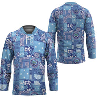 Federated States of Micronesia Merry Christmas Hockey Jersey Pacific Patchwork Xmas Vibes - Polynesian Pride