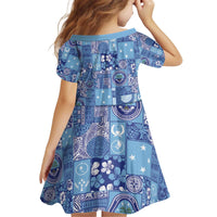 Federated States of Micronesia Merry Christmas Kid Short Sleeve Dress Pacific Patchwork Xmas Vibes LT9 - Polynesian Pride