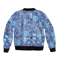 Federated States of Micronesia Merry Christmas Sleeve Zip Bomber Jacket Pacific Patchwork Xmas Vibes LT9 - Polynesian Pride