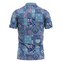 Federated States of Micronesia Merry Christmas Zipper Polo Shirt Pacific Patchwork Xmas Vibes LT9 - Polynesian Pride