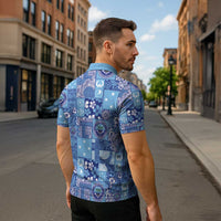 Federated States of Micronesia Merry Christmas Zipper Polo Shirt Pacific Patchwork Xmas Vibes LT9 - Polynesian Pride