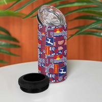 Kiribati Tekeraoi n te Kiritimati 4 in 1 Can Cooler Tumbler Pacific Patchwork Xmas Vibes - Polynesian Pride