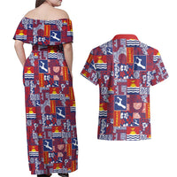 Kiribati Tekeraoi n te Kiritimati Couples Matching Off Shoulder Maxi Dress and Hawaiian Shirt Pacific Patchwork Xmas Vibes LT9 - Polynesian Pride