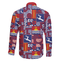 Kiribati Tekeraoi n te Kiritimati Family Matching Off The Shoulder Long Sleeve Dress and Hawaiian Shirt Pacific Patchwork Xmas Vibes - Polynesian Pride