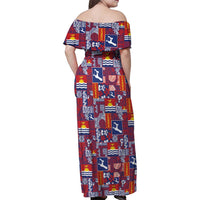 Kiribati Tekeraoi n te Kiritimati Family Matching Off Shoulder Maxi Dress and Hawaiian Shirt Pacific Patchwork Xmas Vibes - Polynesian Pride