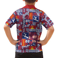 Kiribati Tekeraoi n te Kiritimati Family Matching Off Shoulder Short Dress and Hawaiian Shirt Pacific Patchwork Xmas Vibes LT9 - Polynesian Pride